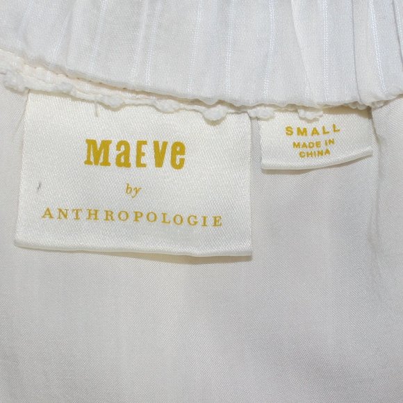 Anthropology Maeve ruffle bottom up top cream lined top size Small - Picture 7 of 9